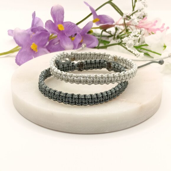 Macrame Cord Bracelet โ Gray Shades | Waterproof & Adjustable - Picture 9 of 14
